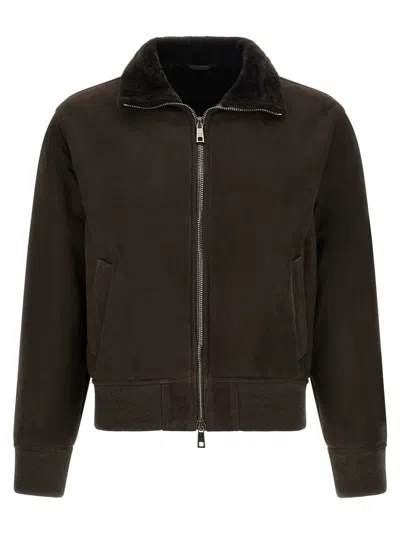 Giorgio Brato Brown Solid Shirt Collar Jacket