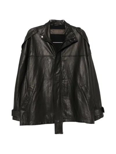 Giorgio Brato Buckled-cuff Leather Coat In Brown