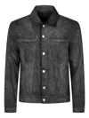 Giorgio Brato Denim Jacket Mix Eco Lamb Leather In Black