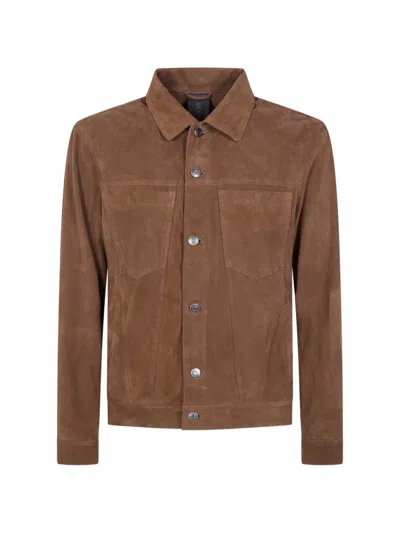 Giorgio Brato Button Suede Jacket In Brown
