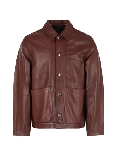 Giorgio Brato Buttoned Leather Jacket In Brown