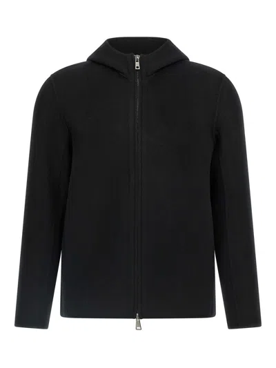 Giorgio Brato Cashmere Wool Hooded Jacket In Black