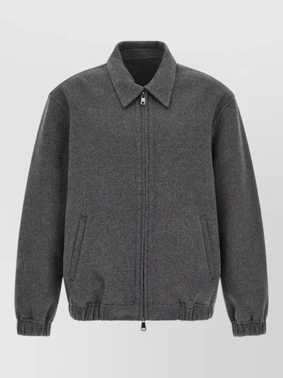Giorgio Brato Cashmere Wool Jacket Collared Elastic Hem In Gray
