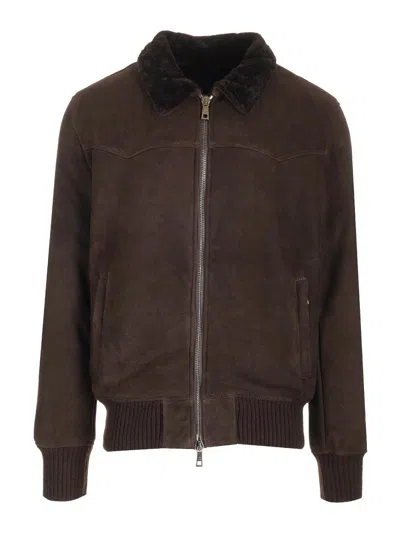 Giorgio Brato Bomber Jacket In Shearling In Brown
