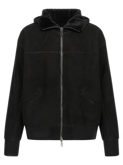 Giorgio Brato Hooded Leather Jacket In Black