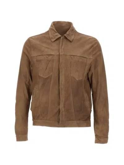 Giorgio Brato Crinkled Chest-pocket Jacket In Brown