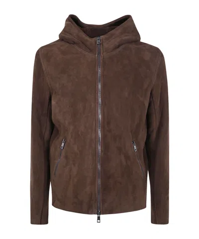 Giorgio Brato Cropped Hooded Leather Jacket In Brown