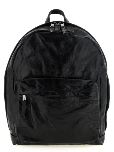 Giorgio Brato Crumpled Lambskin Backpack In Black