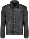 Giorgio Brato Denim Jacket Mix Eco Lamb Leather In Black
