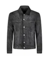 Giorgio Brato Denim Jacket Mix Eco Lamb Leather In Black