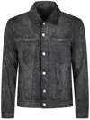 Giorgio Brato Denim Jacket Mix Eco Lamb Leather In Black