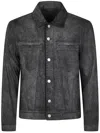 Giorgio Brato Denim Jacket Mix Eco Lamb Leather In Gray