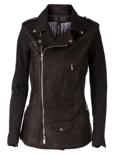 Giorgio Brato Distressed Mesh Biker Jacket In Black