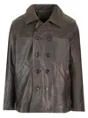 Giorgio Brato Double Brested Jacket Removable Natural Grain Lamb Leather In Brown