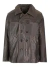 Giorgio Brato Double Brested Jacket Removable Natural Grain Lamb Leather In Brown