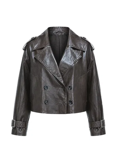 Giorgio Brato Double-breasted Leather Jacket In Brown