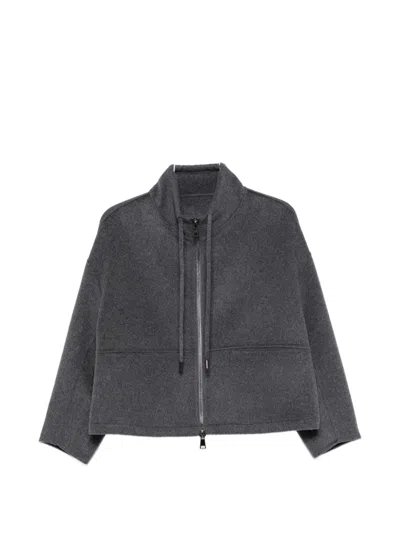Giorgio Brato Drawstring High-neck Jacket In Gray