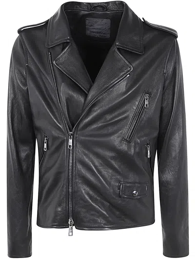 Giorgio Brato Eco Sheepskin Biker Jacket In Black