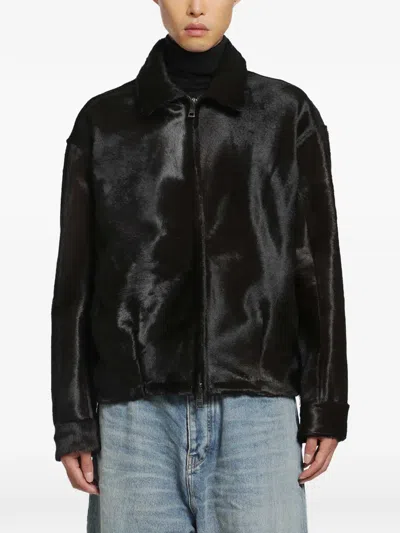 Giorgio Brato Elastic-waistband Leather Jacket In Black