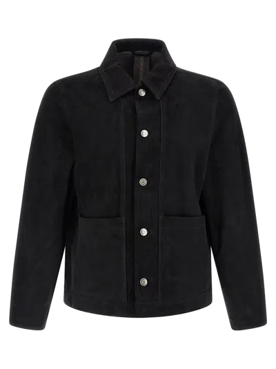 Giorgio Brato Fiore Suede Jacket In Black