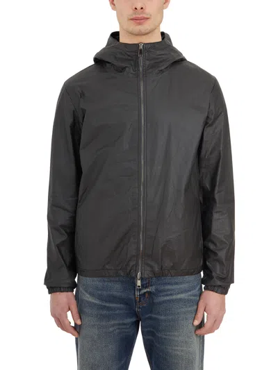 Giorgio Brato Giacca In Pelle Con Cappuccio In Gray