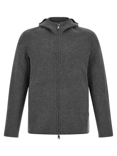 Giorgio Brato Grey Solid Hooded Jacket