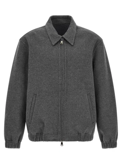 Giorgio Brato Grey Solid Shirt Collar Jacket
