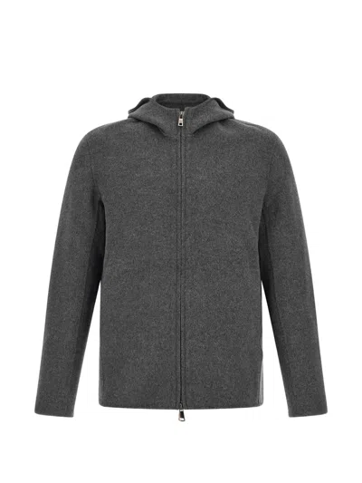 Giorgio Brato Hooded Coat Featuring Functional Side Pockets In Gray