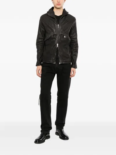 Giorgio Brato Hooded Leather Jacket In Black