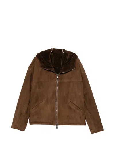 Giorgio Brato Hooded Suede Jacket In Brown