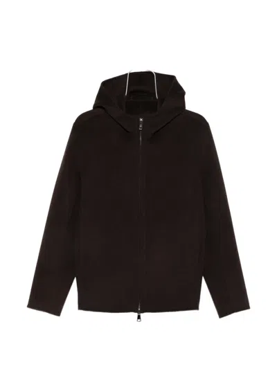 Giorgio Brato Hooded Zip-up Wool Jacket In Brown
