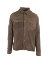 Giorgio Brato Long-sleeve Suede Overshirt In Mud