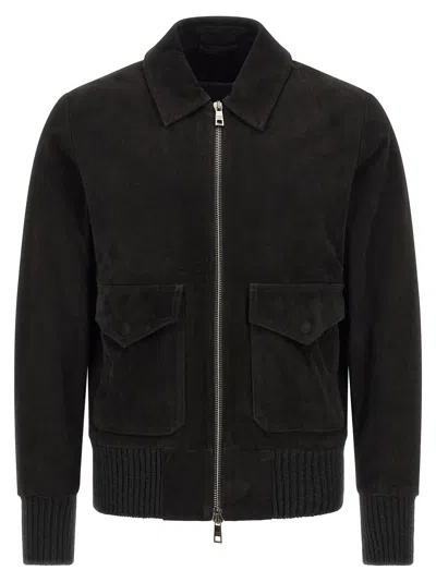 Giorgio Brato Lambskin Suede Jacket In Black