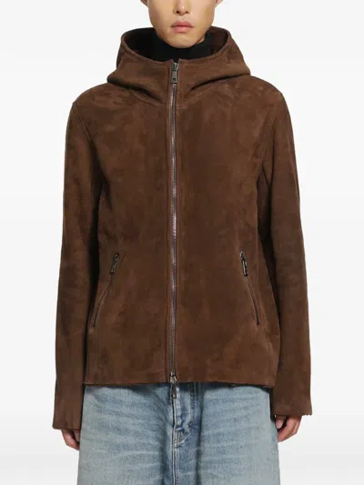 Giorgio Brato Lamb-suede Hooded Jacket In Brown