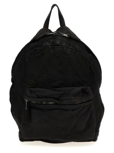 Giorgio Brato Leather Backpack Adjustable Straps Top Handle Pocket In Black