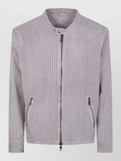 Giorgio Brato Leather Biker Jacket In Gray