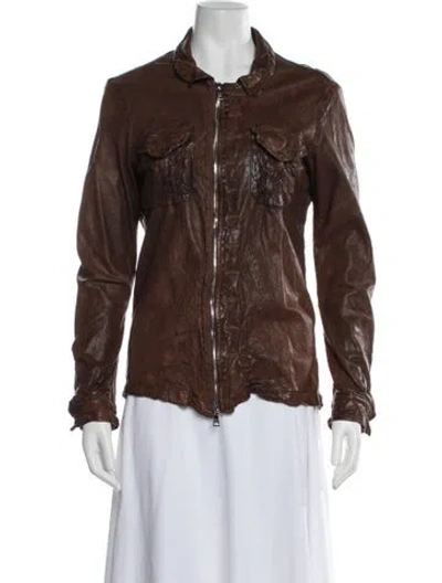 Pre-owned Giorgio Brato Leather Biker Jacket In Brown