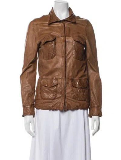 Pre-owned Giorgio Brato Leather Biker Jacket In Brown