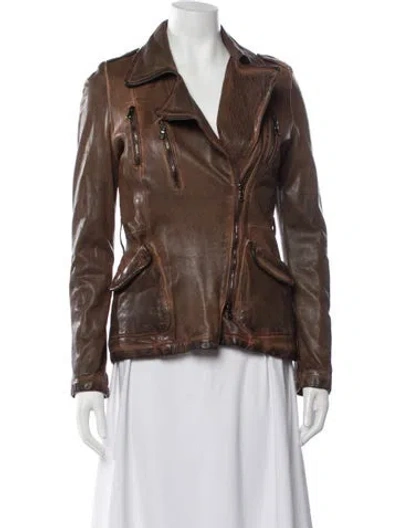 Pre-owned Giorgio Brato Leather Biker Jacket In Brown