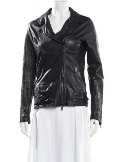 Pre-owned Giorgio Brato Leather Biker Jacket In Gray