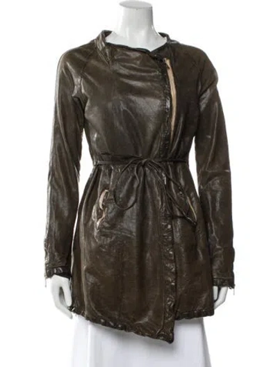 Pre-owned Giorgio Brato Leather Biker Jacket In Green