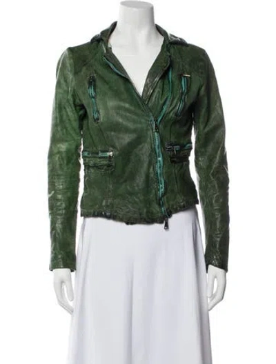 Pre-owned Giorgio Brato Leather Biker Jacket In Green