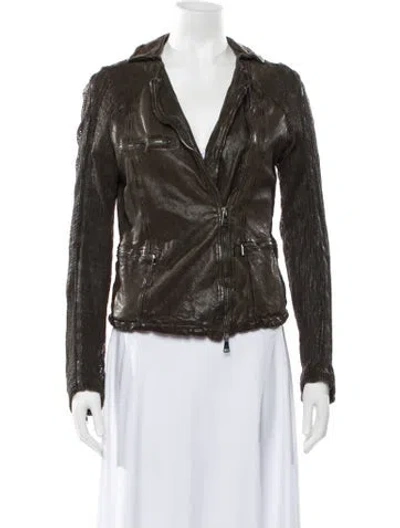 Pre-owned Giorgio Brato Leather Biker Jacket In Green