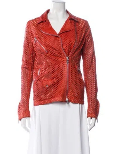 Pre-owned Giorgio Brato Leather Biker Jacket In Red