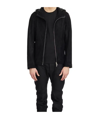 Giorgio Brato Leather Biker Jacket With Hood In Black