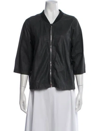 Pre-owned Giorgio Brato Leather Bomber Jacket In Gray