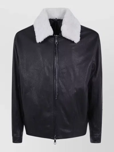 Giorgio Brato Leather Coat In Black