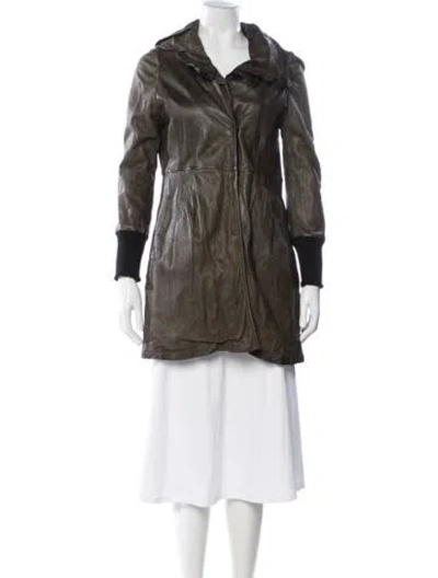 Pre-owned Giorgio Brato Leather Coat In Green