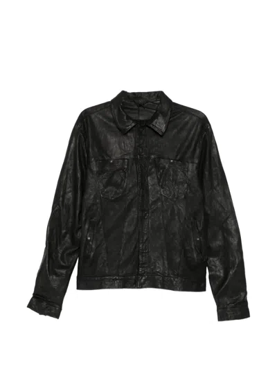 Giorgio Brato Leather Collared Jacket In Black