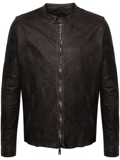 Giorgio Brato Crinkled Leather Jacket In ブラック